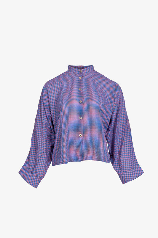 Nehru Shirt Small Blue Checks