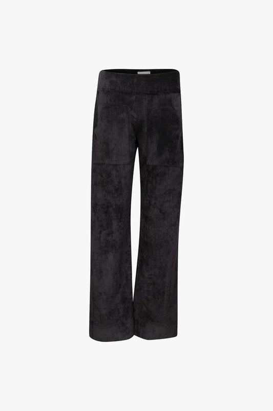 Pantalon Italien Long Velours Grosses Côtes Noir