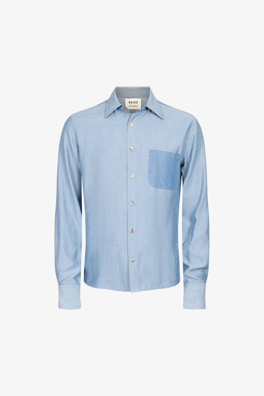 Light Blue Tencel Straight Shirt