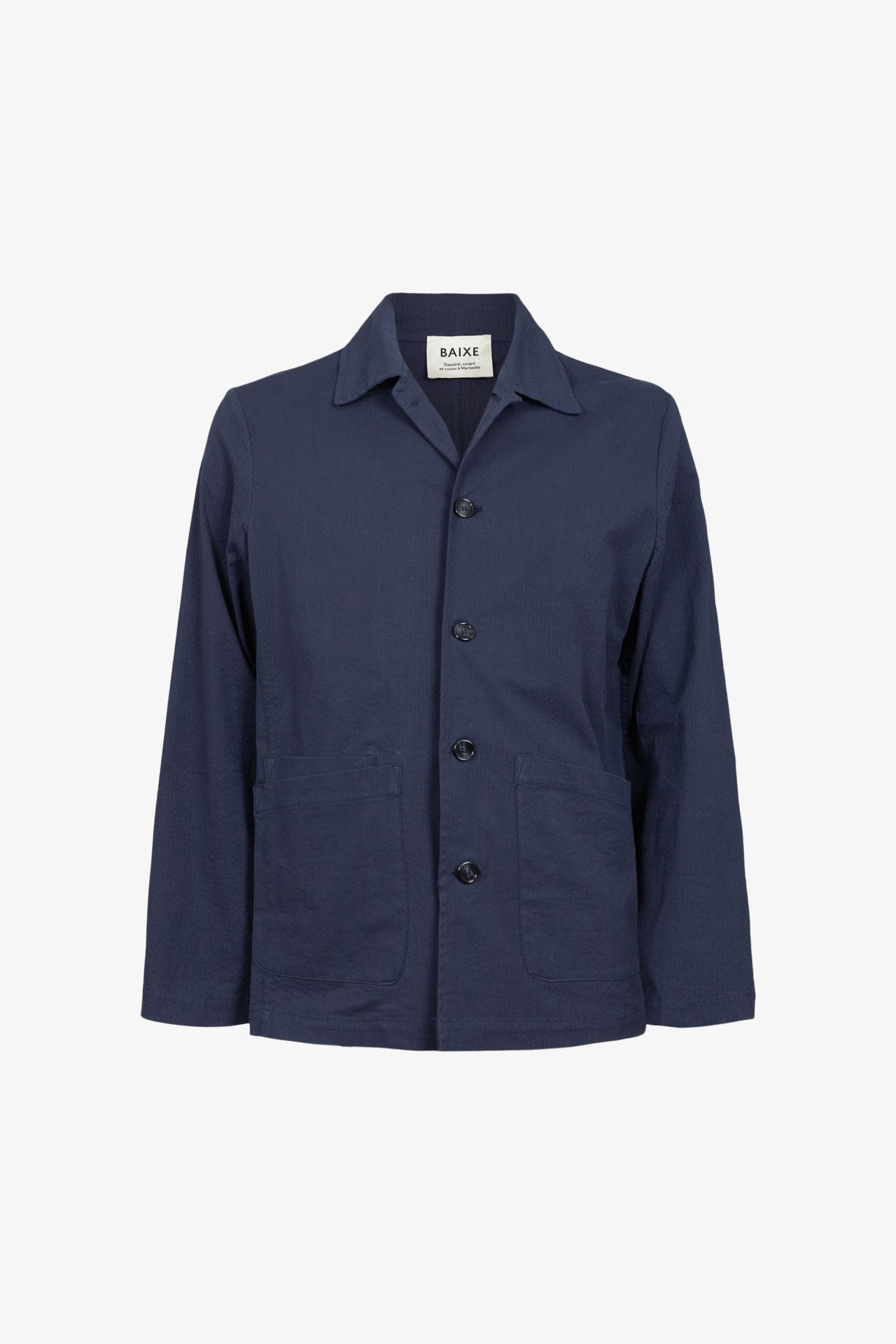 Veste Double Poches Seersucker Marine