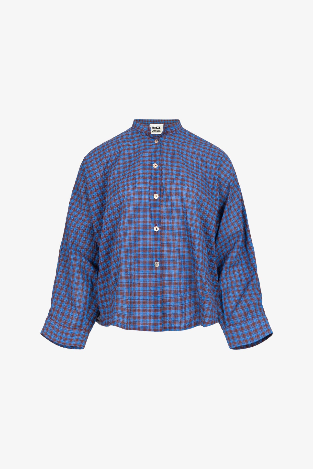 Chemise Nehru Carreaux Bleus