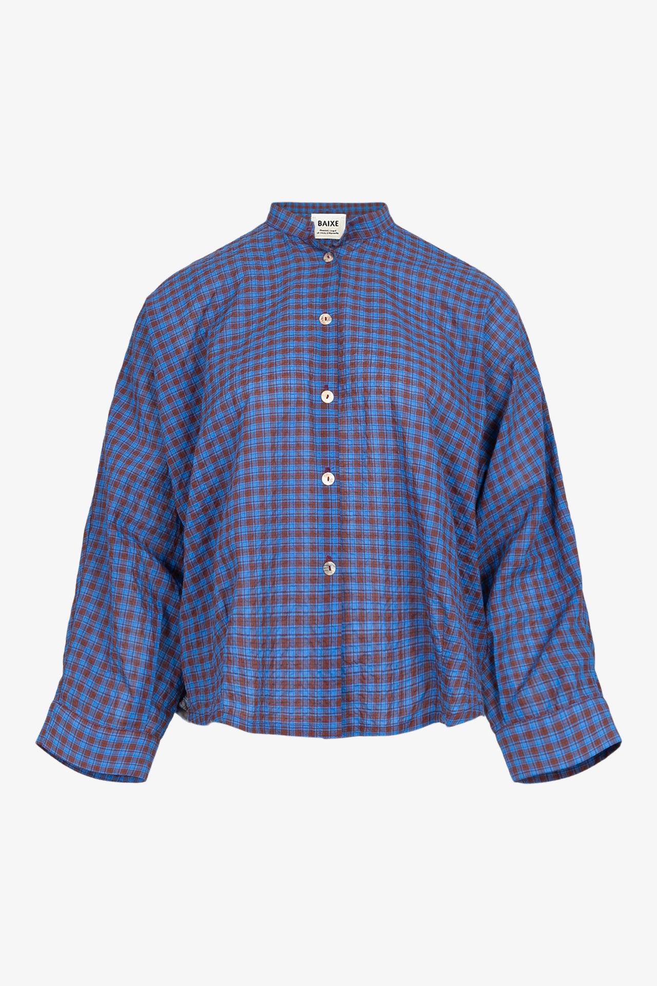 Chemise Nehru Carreaux Bleus