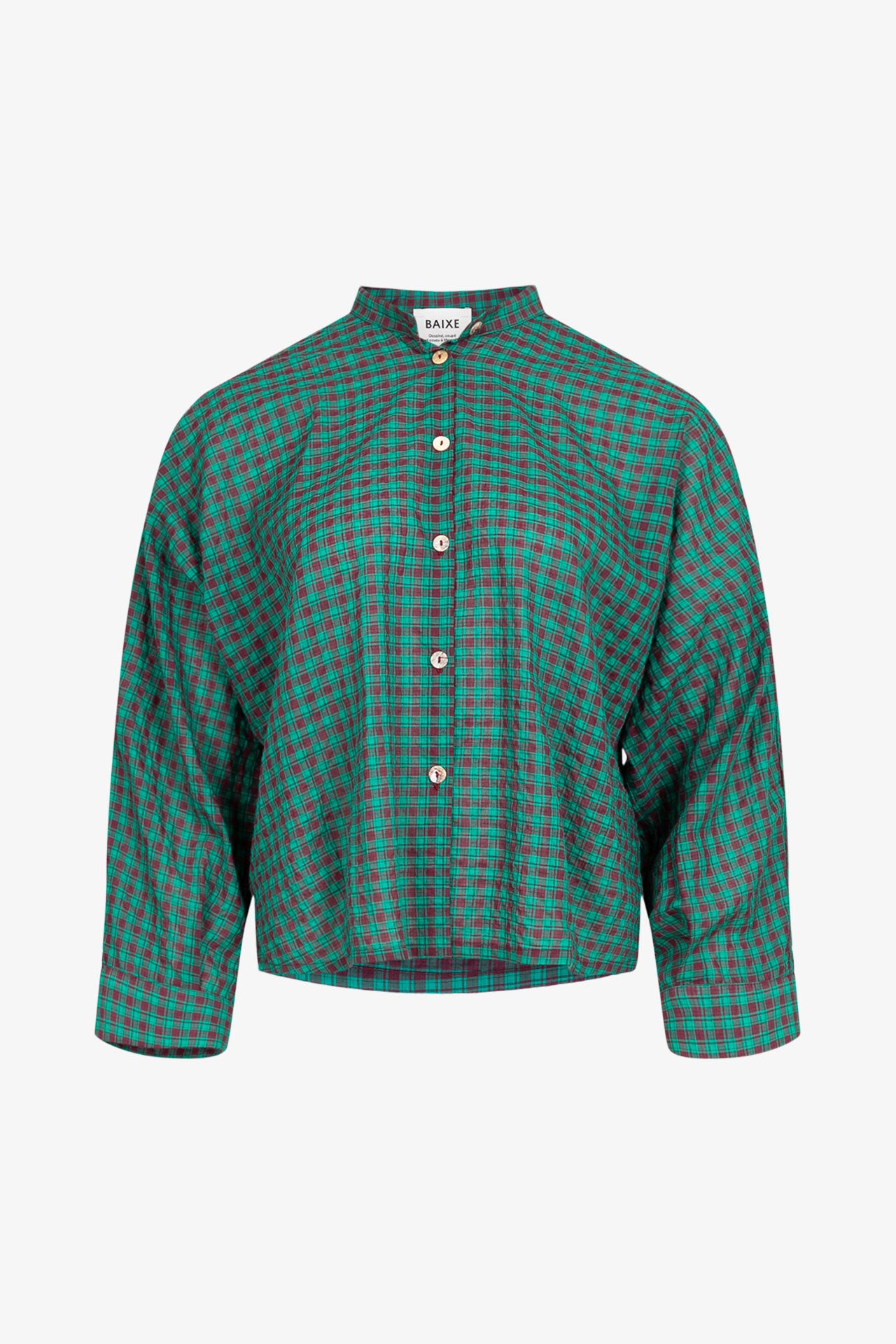 Chemise Nehru Carreaux Verts