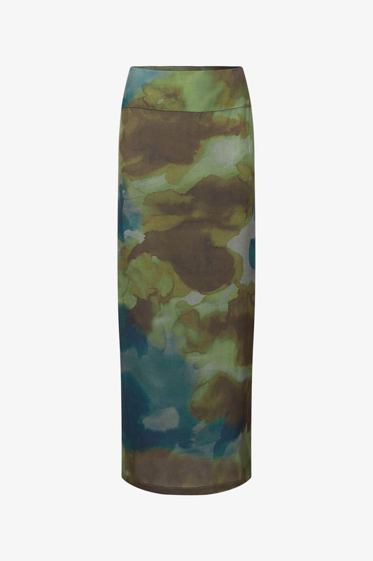 Jupe Longue Tube Camo Flou Vert