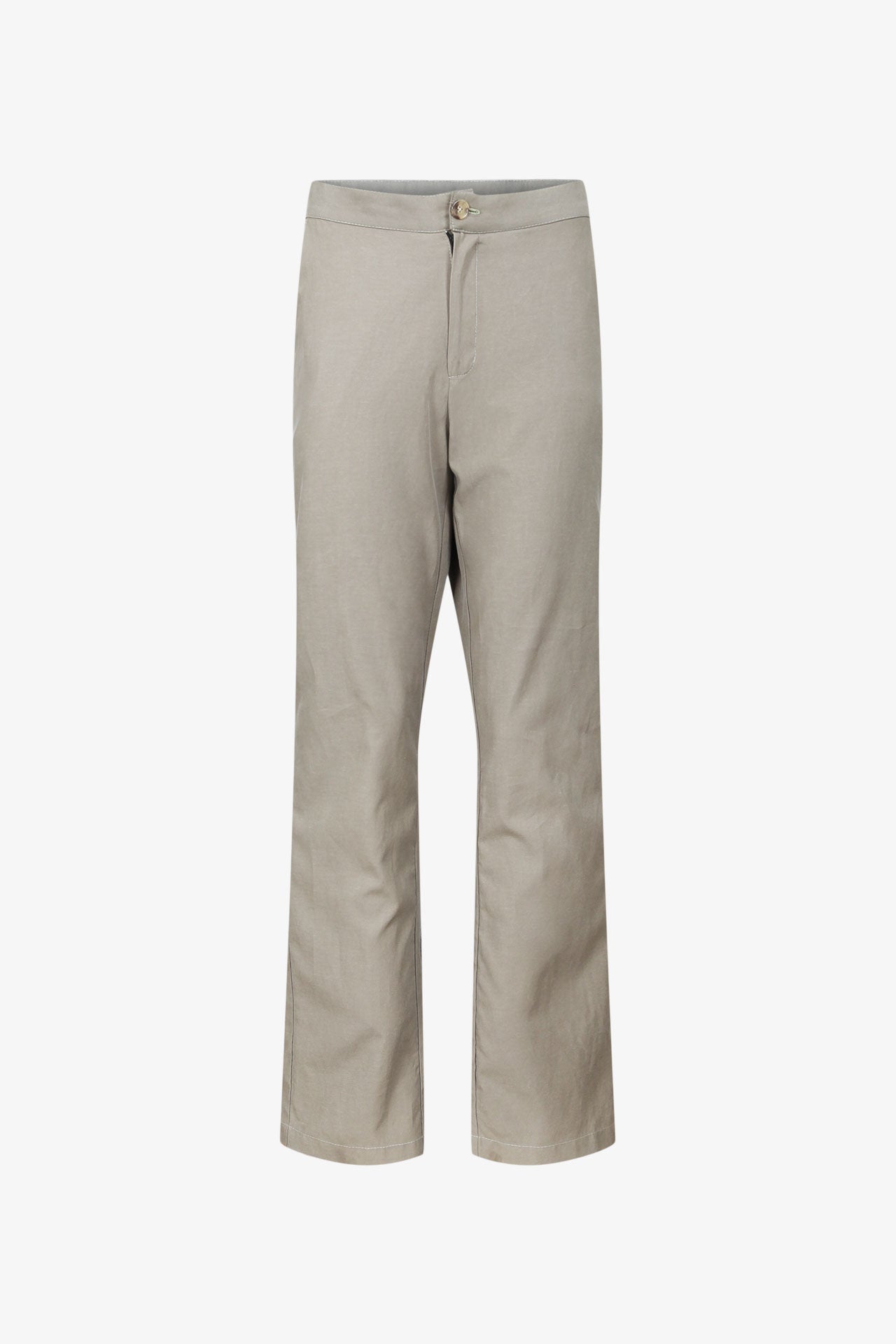 Pantalon Chino Tencel Lin Coton Kaki