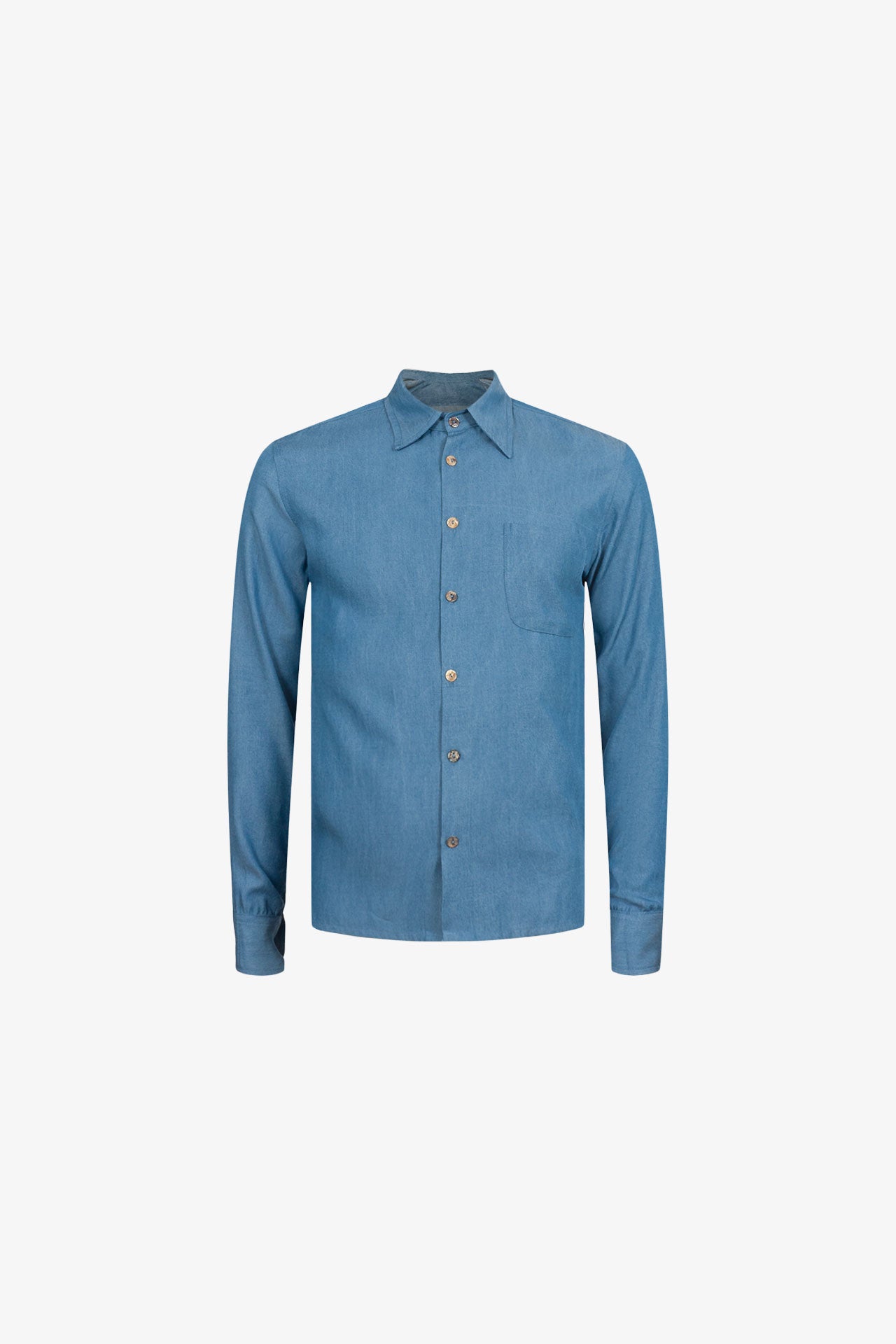 Blaues gerades Tencel-Hemd