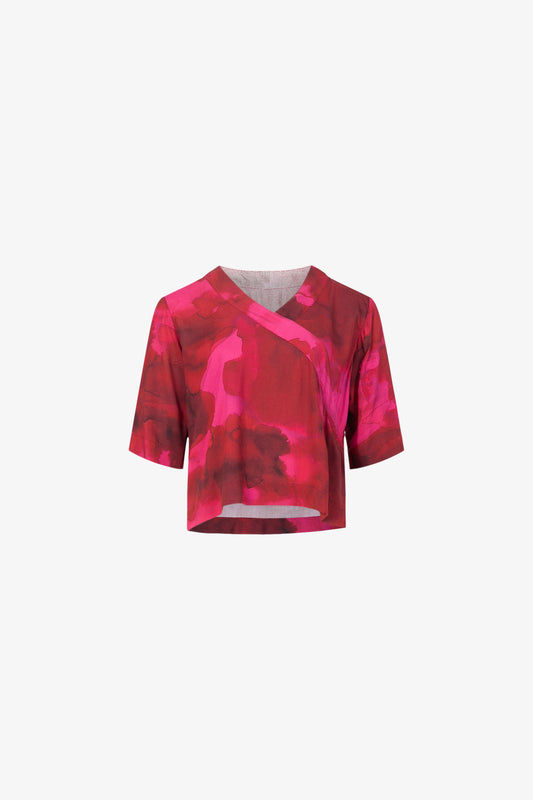 Prototype - Pink Fuzzy Camo Fake Kimono Top