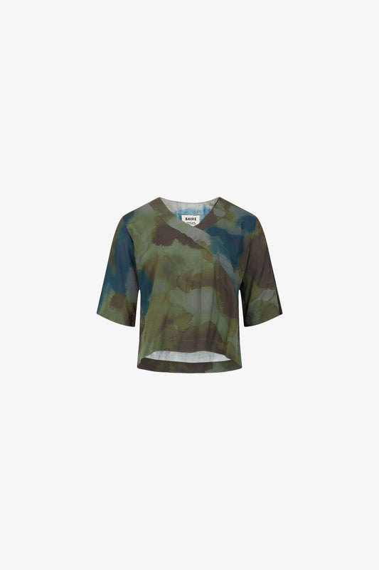 Prototype - Green Fuzzy Camo Fake Kimono Top