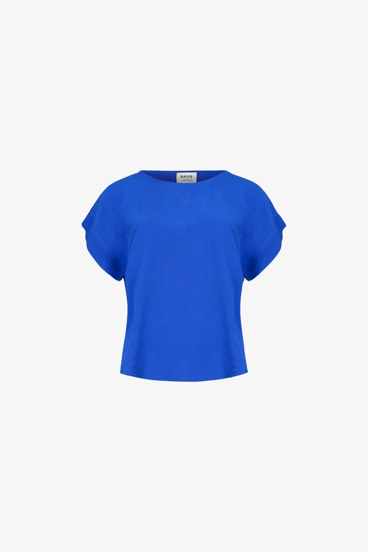 Top Manches Revers Viscose Bleu Klein