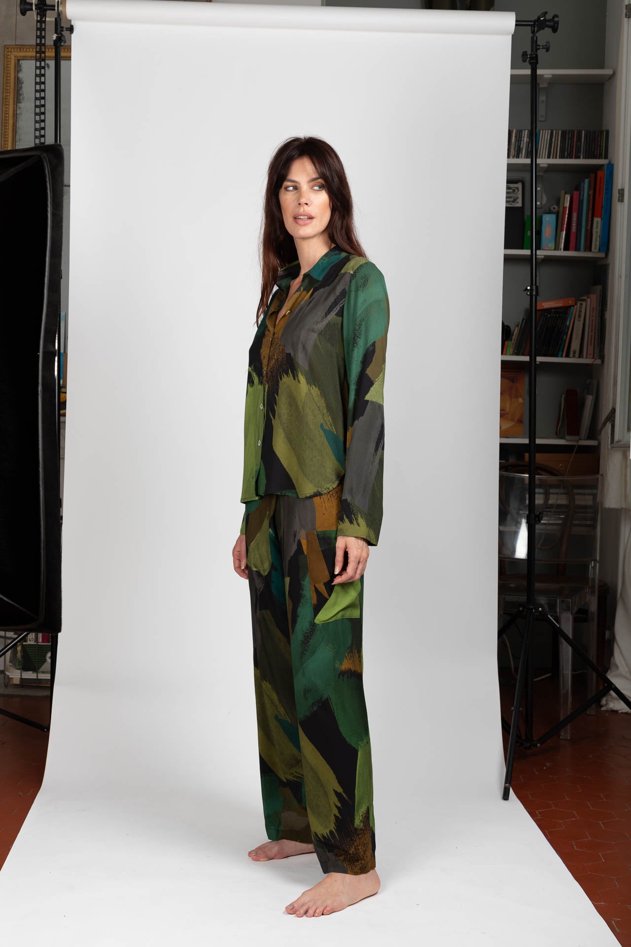 Chemise Manchette Peinture Verte