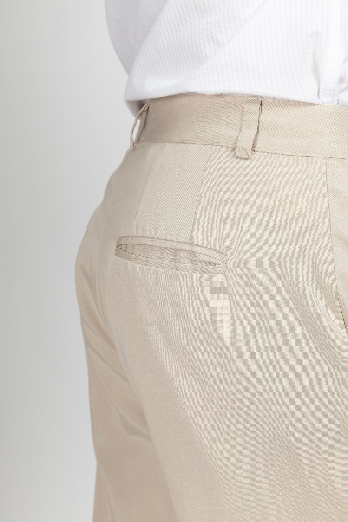 Pantalon Chino Tencel Lin Coton Beige