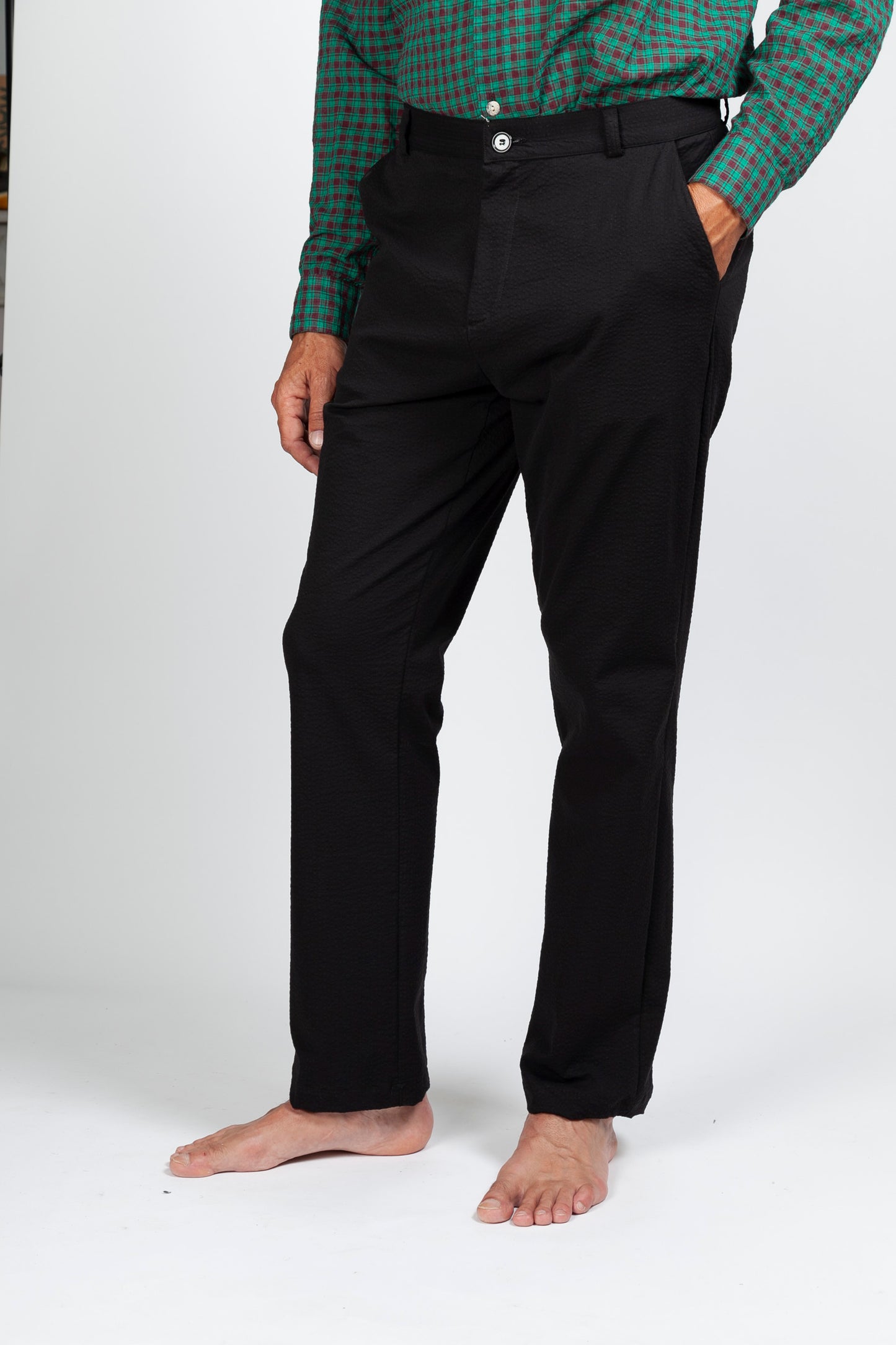 Pantalon Chino Seersucker Noir