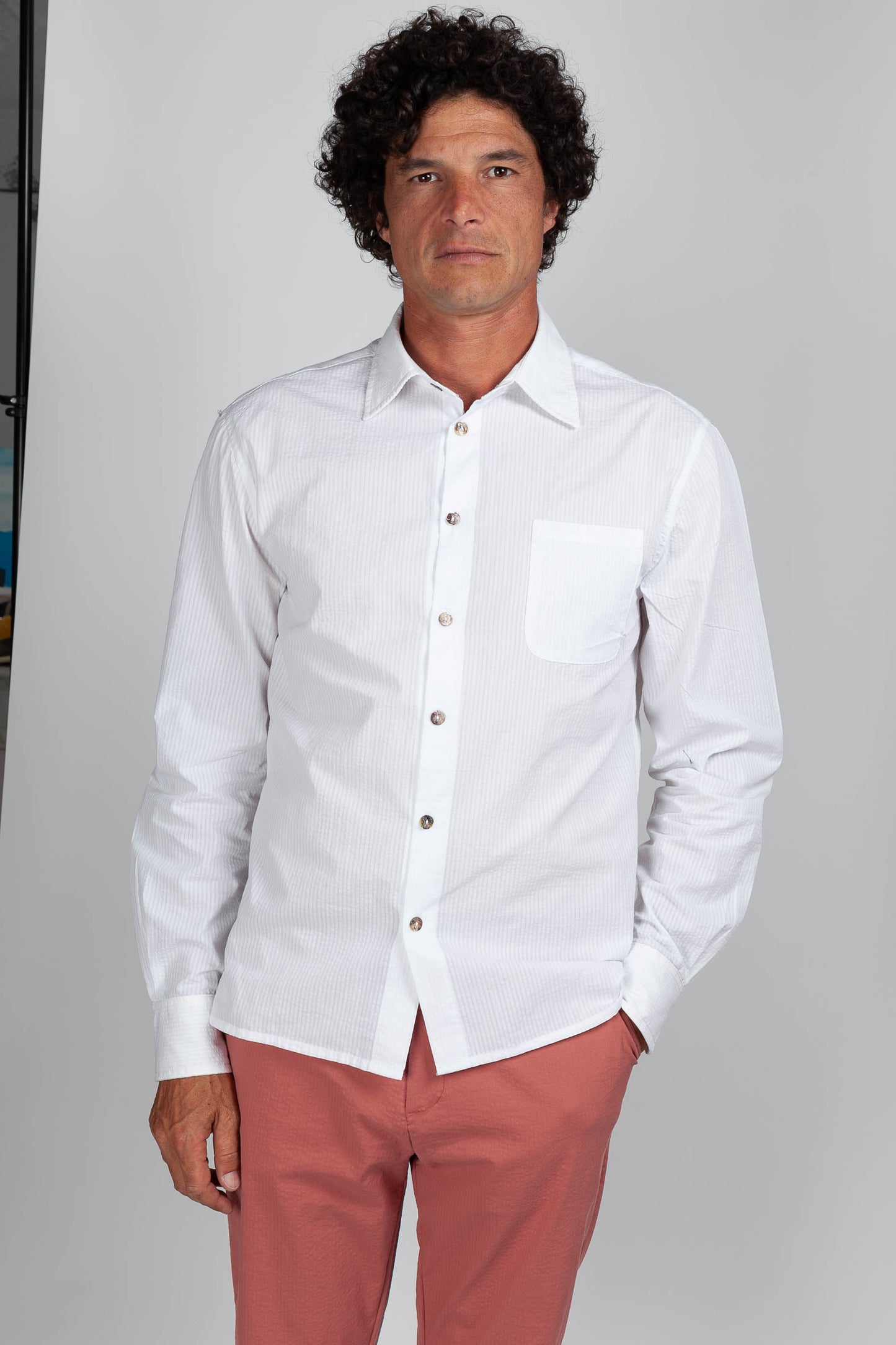 Chemise Droite Seersucker Blanc