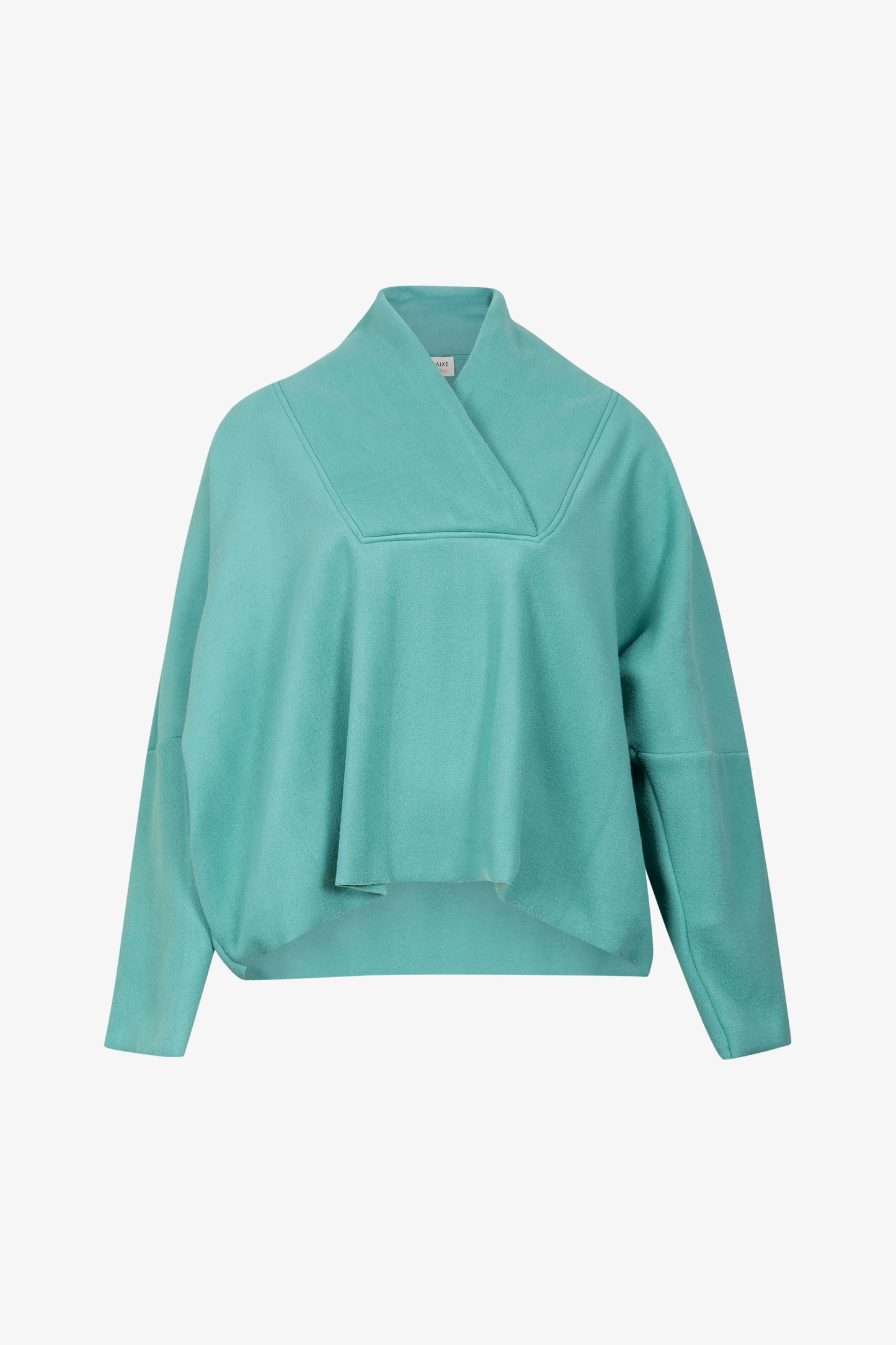 Turquoise Fleece Shawl Collar Sweater