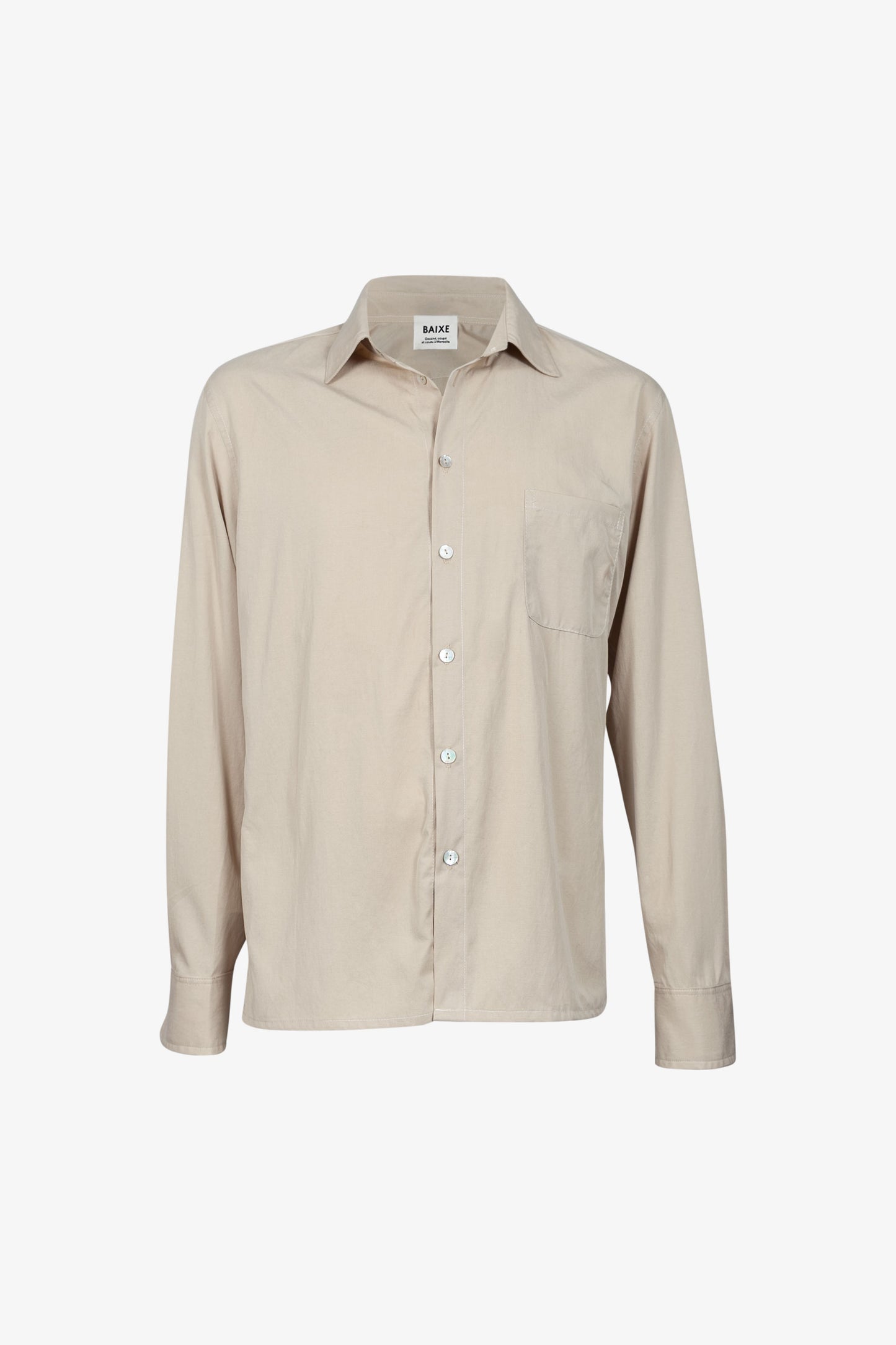 Straight Shirt Tencel Linen Cotton Beige