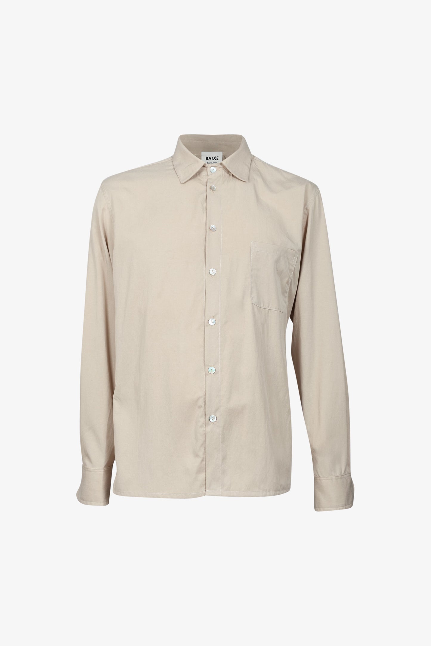 Straight Shirt Tencel Linen Cotton Beige