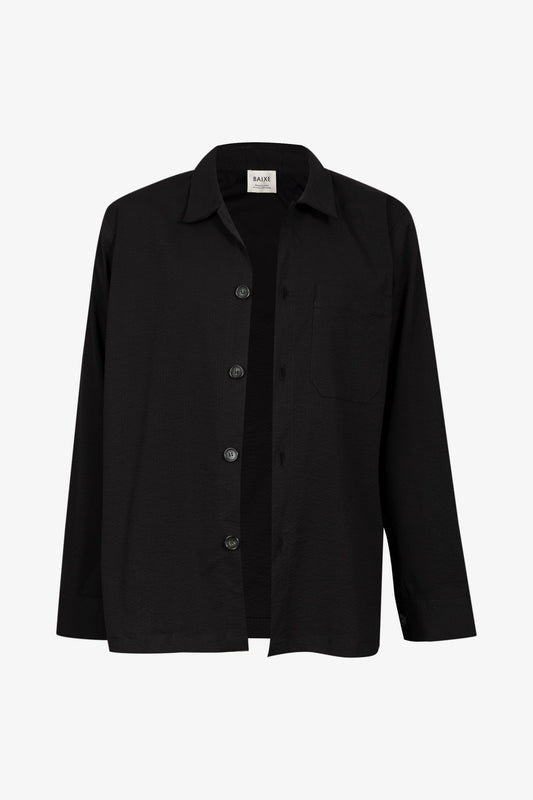 Black Seersucker Overshirt