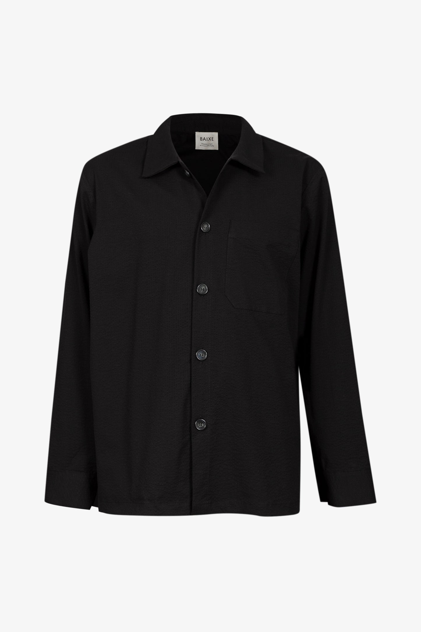 Black Seersucker Overshirt