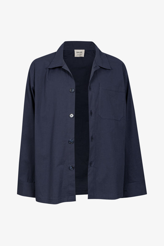 Navy Seersucker Overshirt