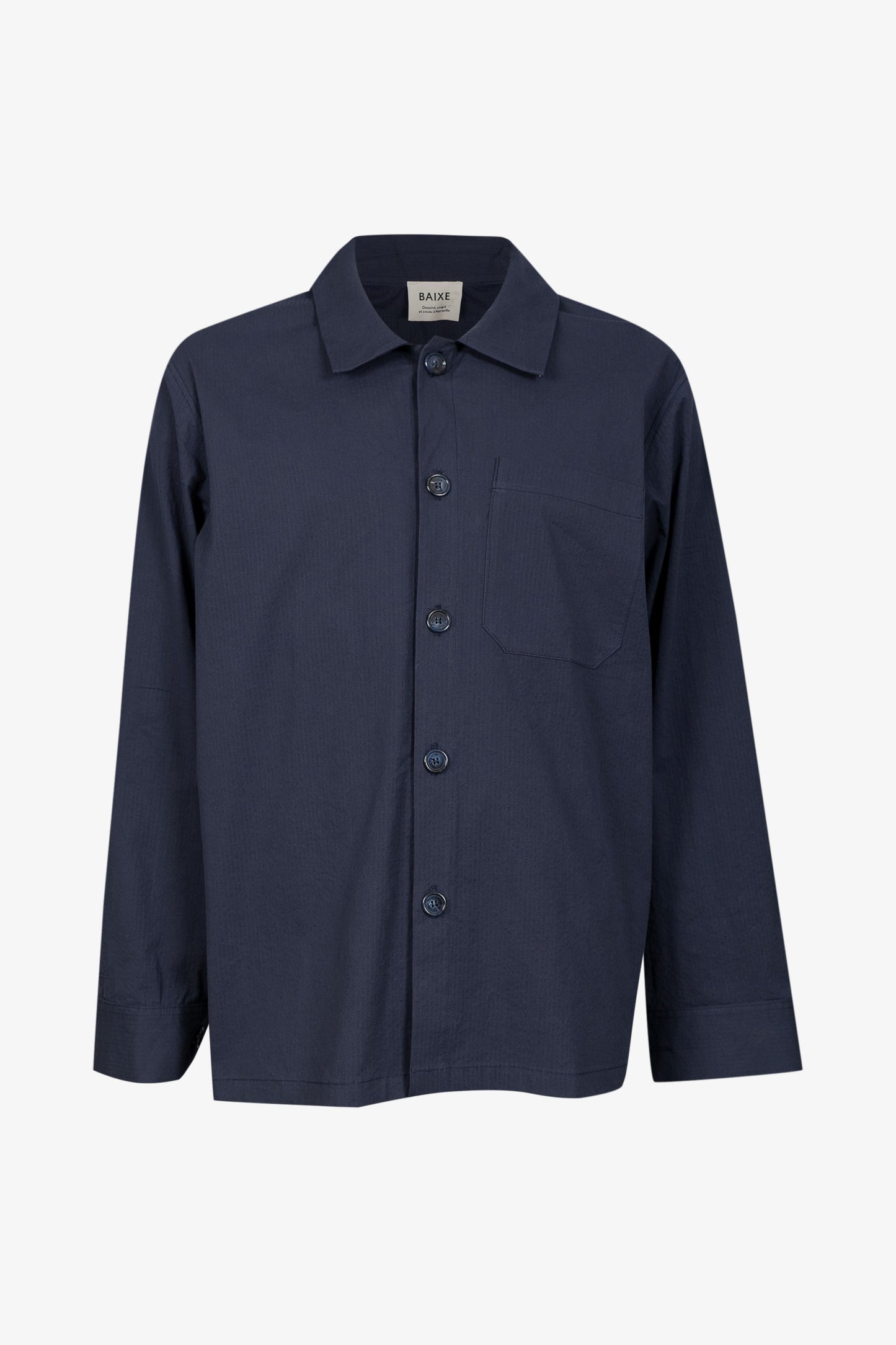 Navy Seersucker Overshirt