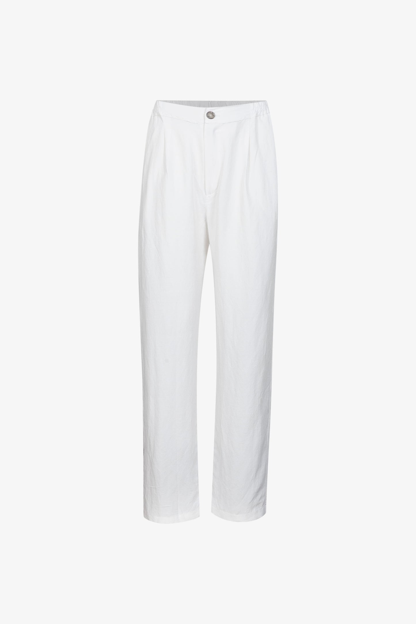 White Viscose Linen Pleated Pants