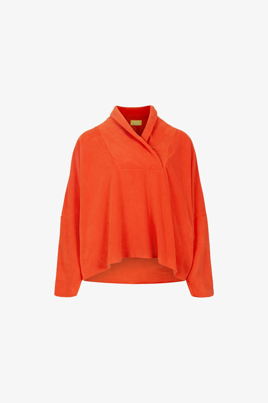 Pull Col Châle Polaire Orange