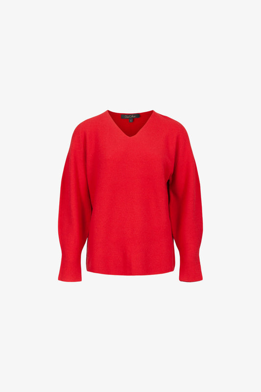 Cardinal moss stitch V-neck cashmere sweater