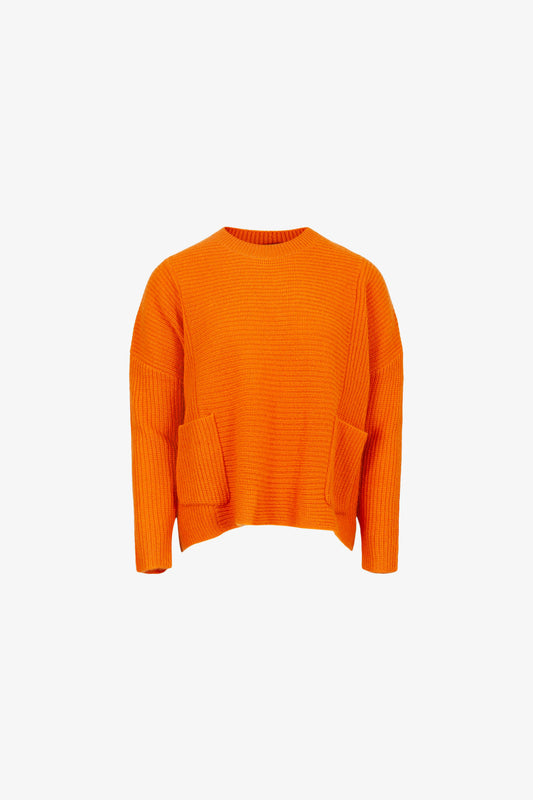 Orangefarbener dicker Kaschmirpullover aus der Demokratischen Republik Kongo