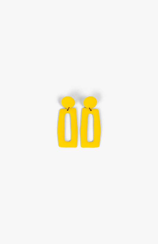 Rectangle earrings - Clips - Yellow