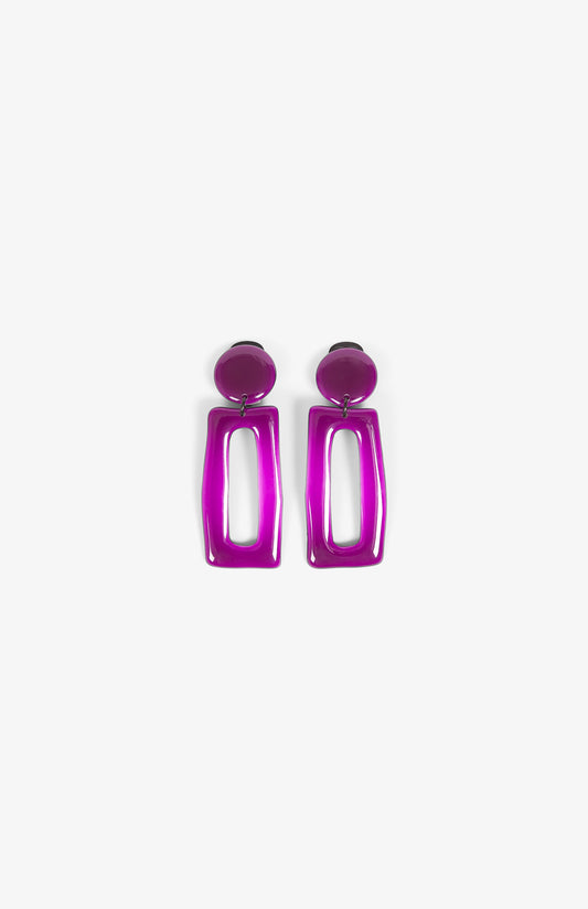 Rectangle earrings - Clips - Purple