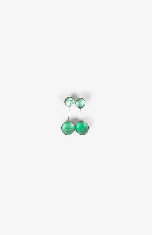 Boucles d'oreilles Double Météorites - Turquoise Fond Noir - Oreilles percées