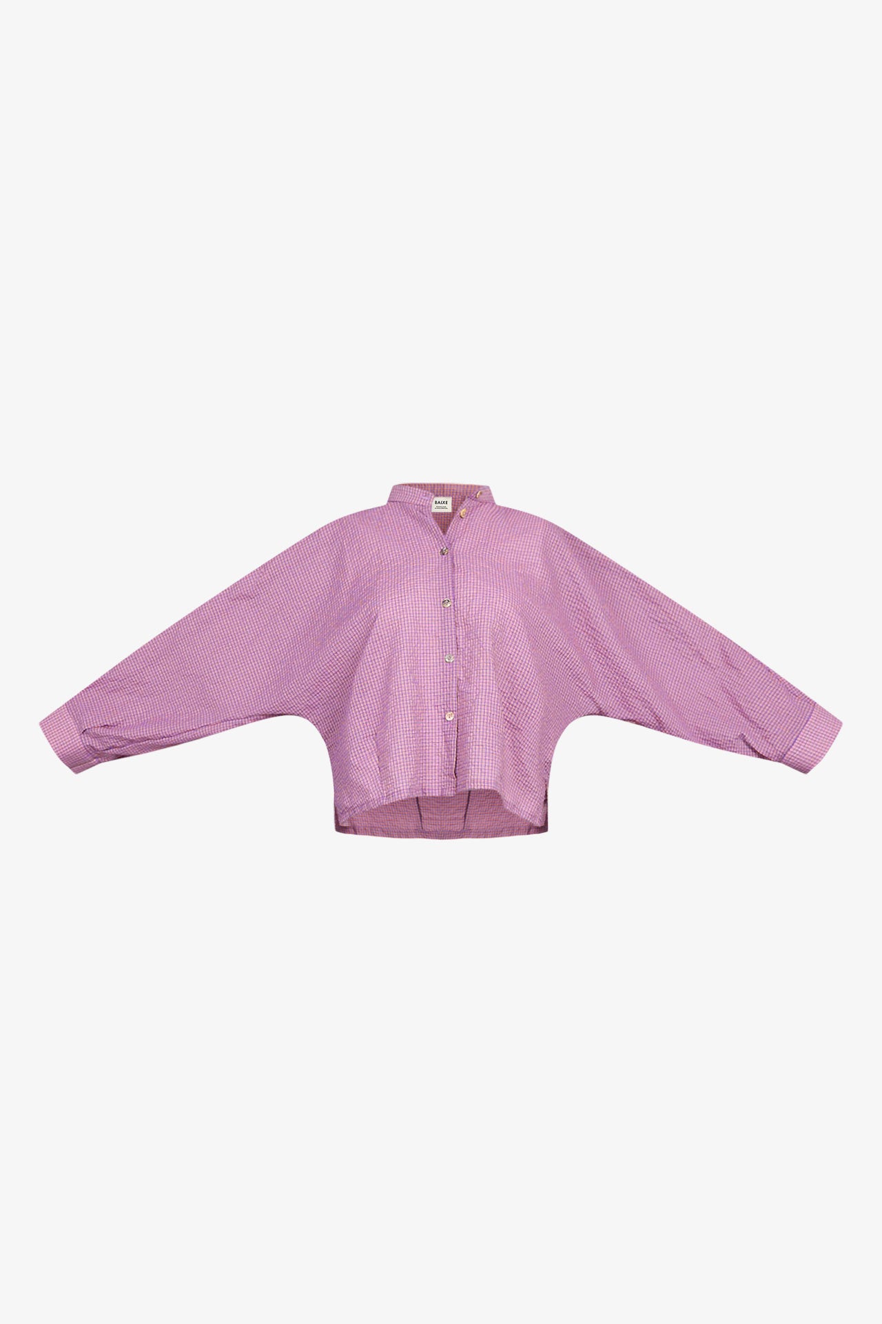 Chemise Nehru Petits Carreaux Rose