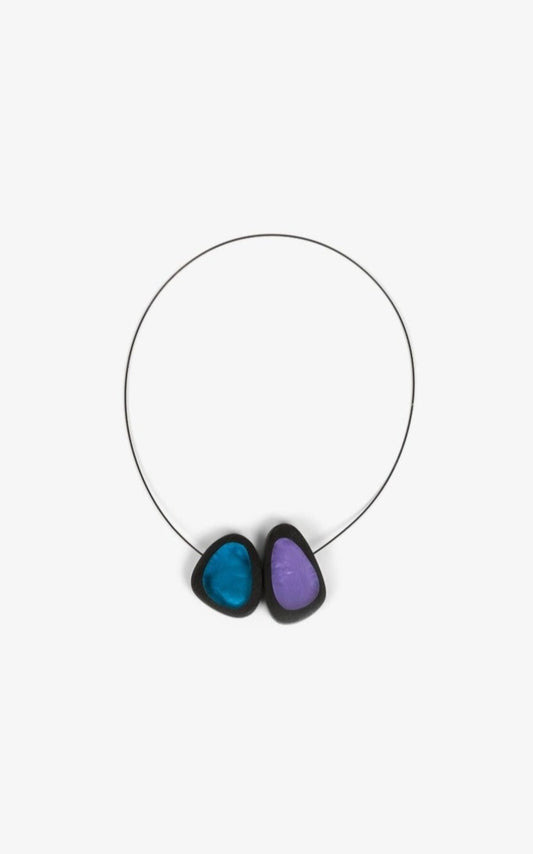 Calder 2 Oval Necklace - Turquoise and purple