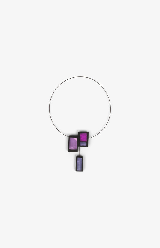 Calder 3 Rectangles Necklace - Mauve and Fuschia