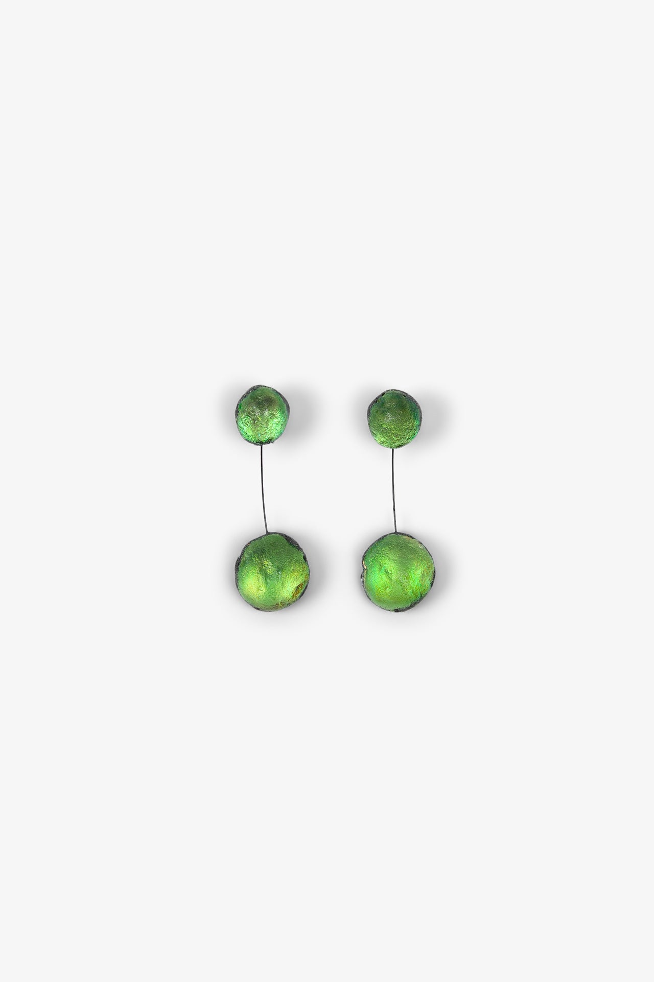 Double Meteorite Earrings - Green - Pierced ears 