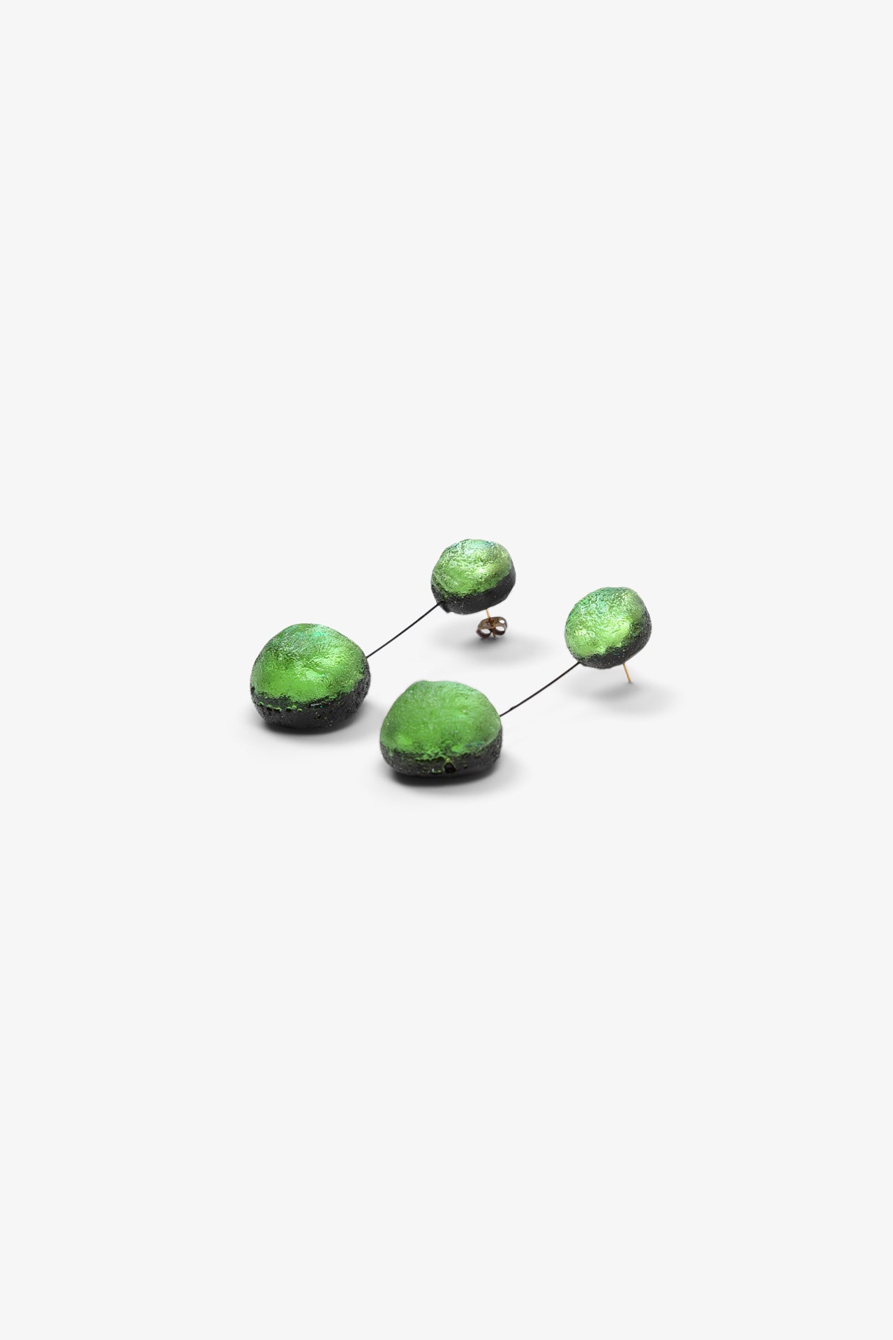 Double Meteorite Earrings - Green - Pierced ears 