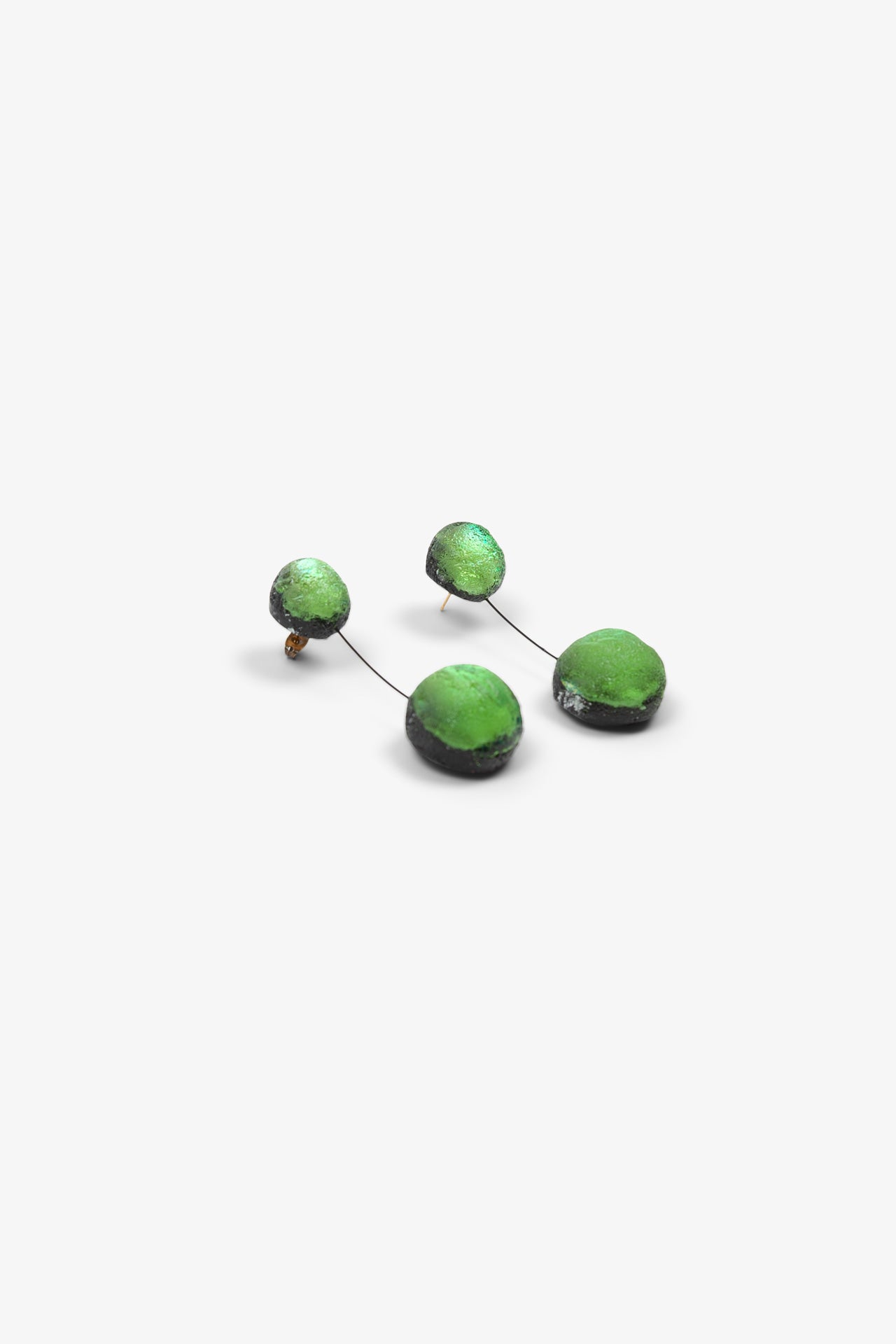 Double Meteorite Earrings - Green - Pierced ears 