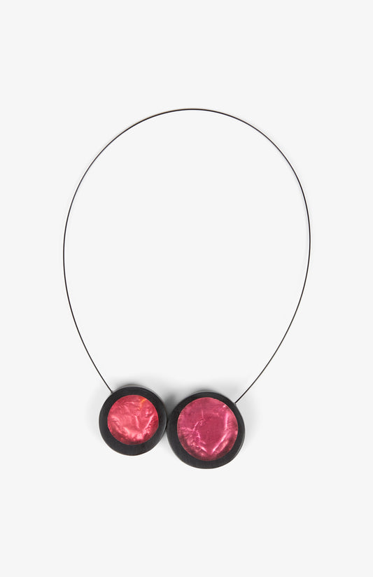 Calder 2 Round Necklace - Peach Pink and Fuchsia Pink