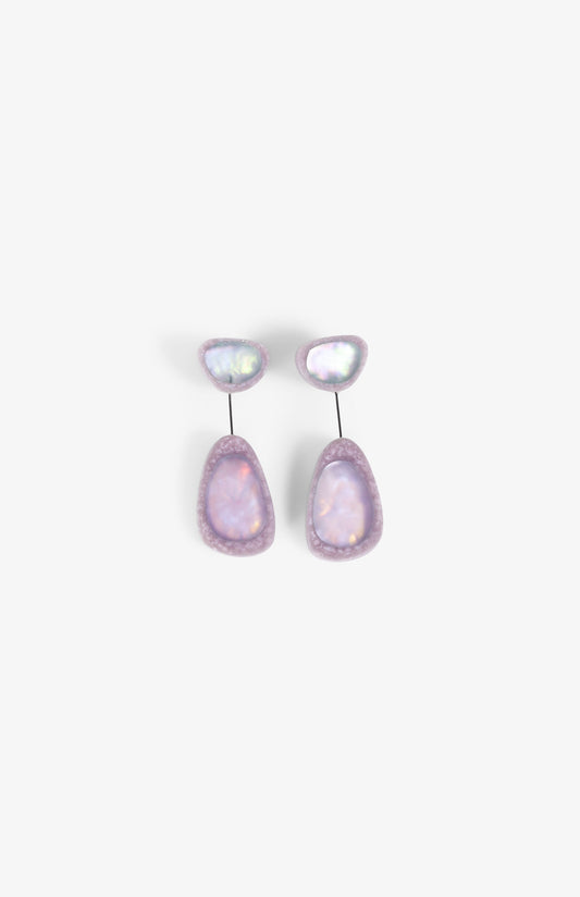 Boucle d'oreilles Calder irisée Violette pendante