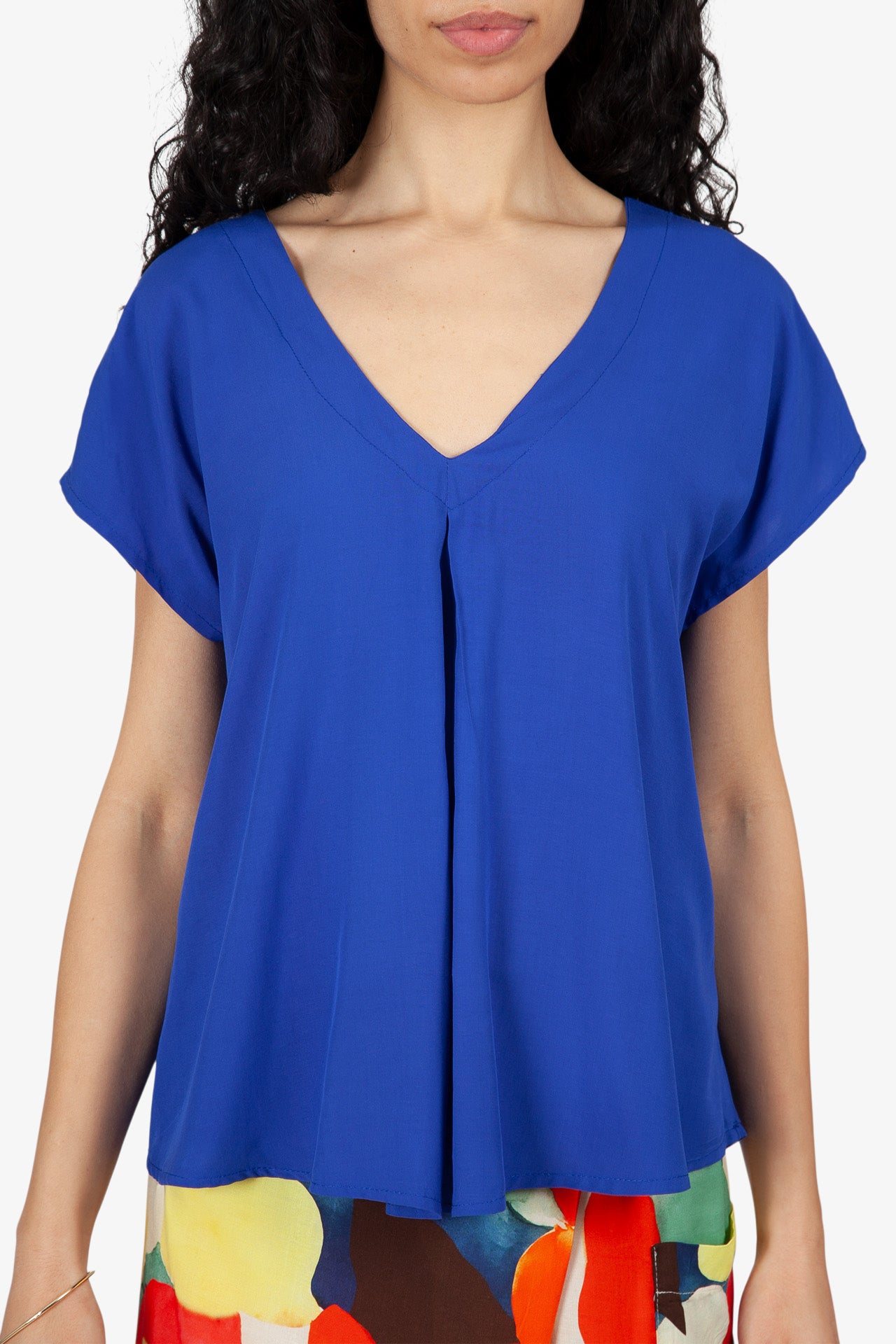 Top V Pli Creux Bleu Klein